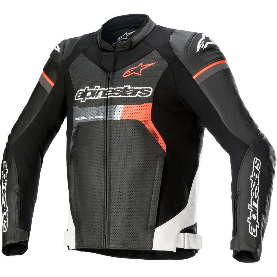 Alpinestars GP FORCE AIRFLOW Leather Motorcycle Jacket Fluo Red White Black