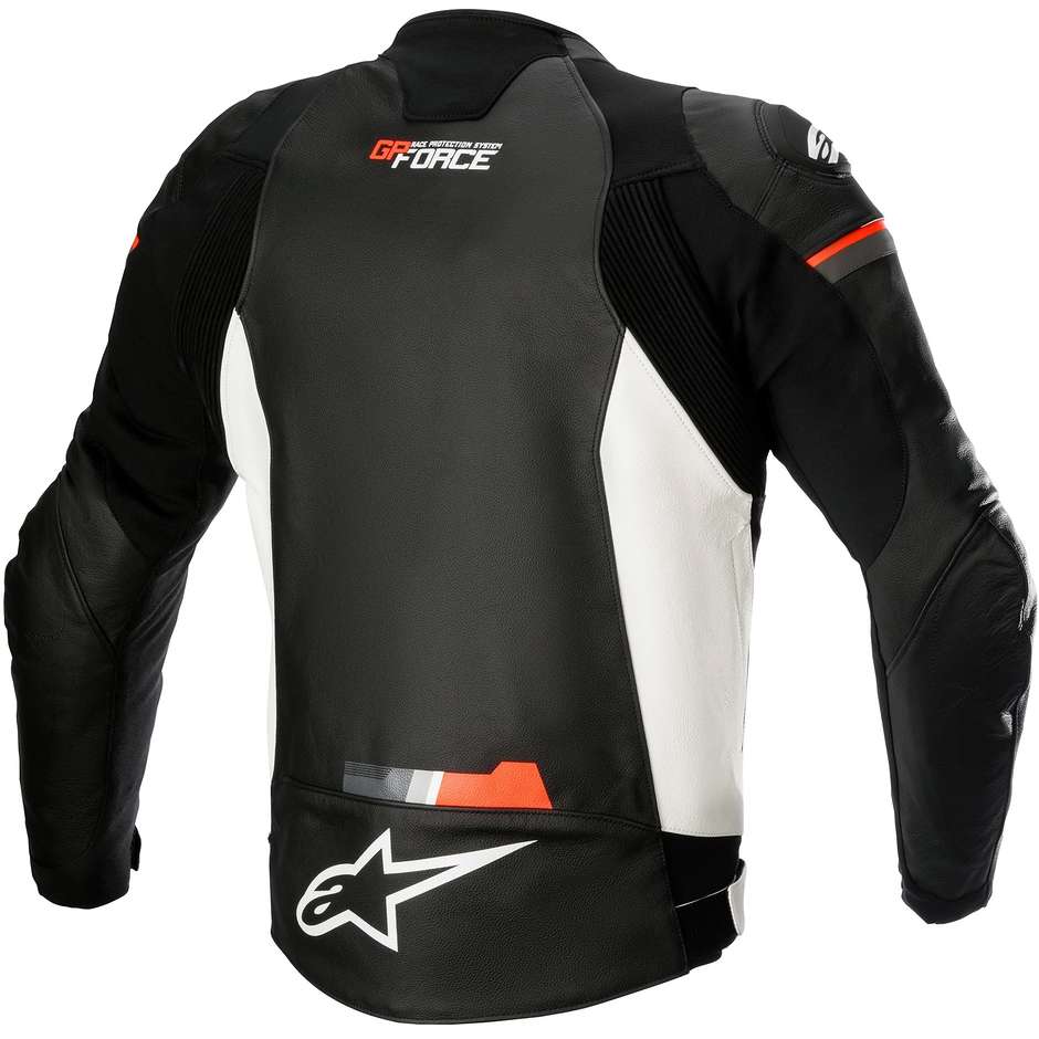 Alpinestars GP FORCE Fluo Red White Black Leather Motorcycle Jacket