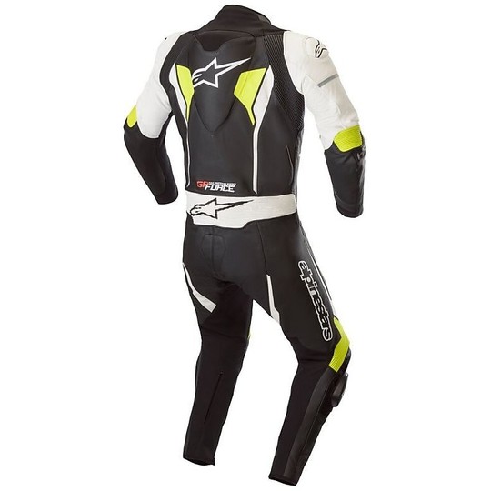 Alpinestars GP Force Full Leather Racing Suit 1pc Black White Yellow Fluo