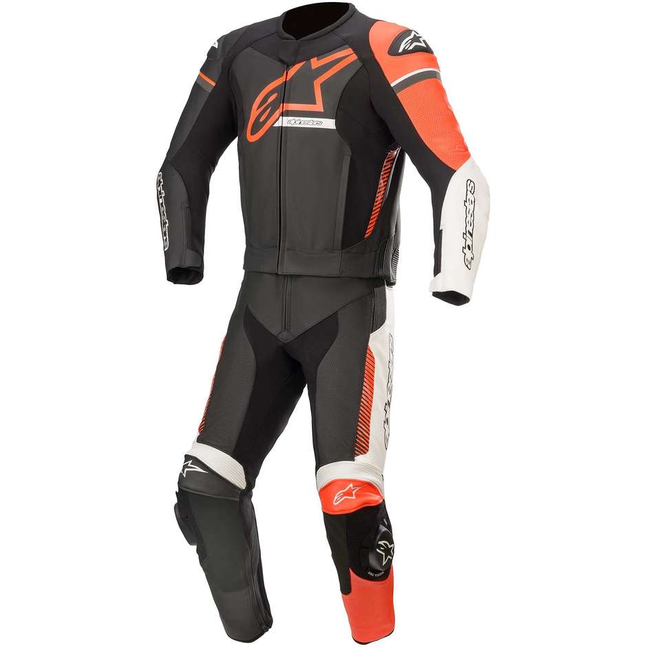 Alpinestars GP FORCE PHANTOM 2pc Leather Divisible Suit Black White Red Fluo