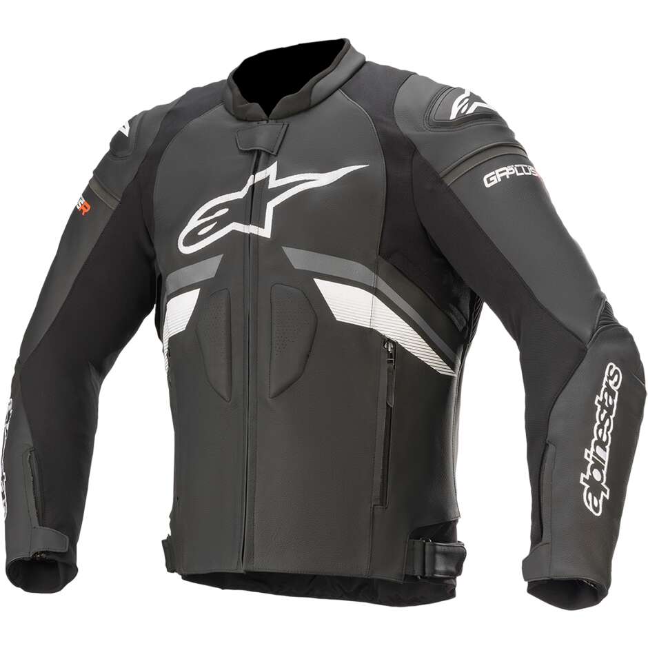 Alpinestars GP PLUS R V3 Leather Motorcycle Jacket White Dark Gray Black