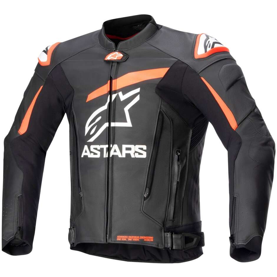 Alpinestars GP PLUS V4 Leather Motorcycle Jacket Fluo White Red Black