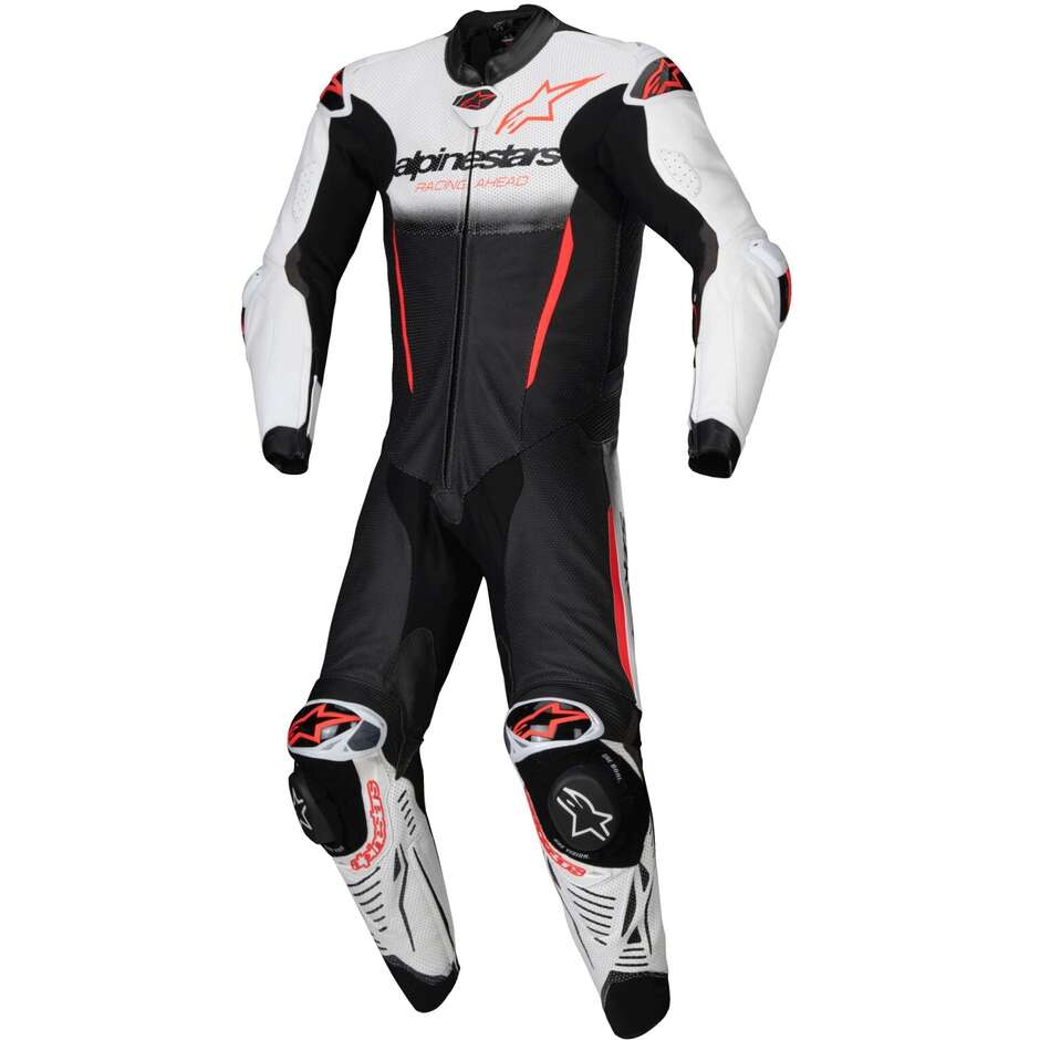 Alpinestars GP-R7 1PC One Piece Motorcycle Suit White Black Red Fluorescent
