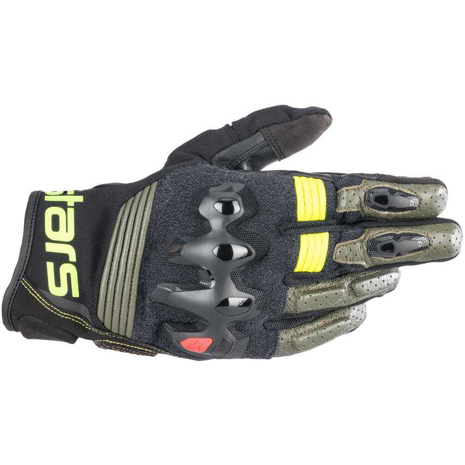 Alpinestars HALO Fluo Yellow Black Leather Motorcycle Gloves