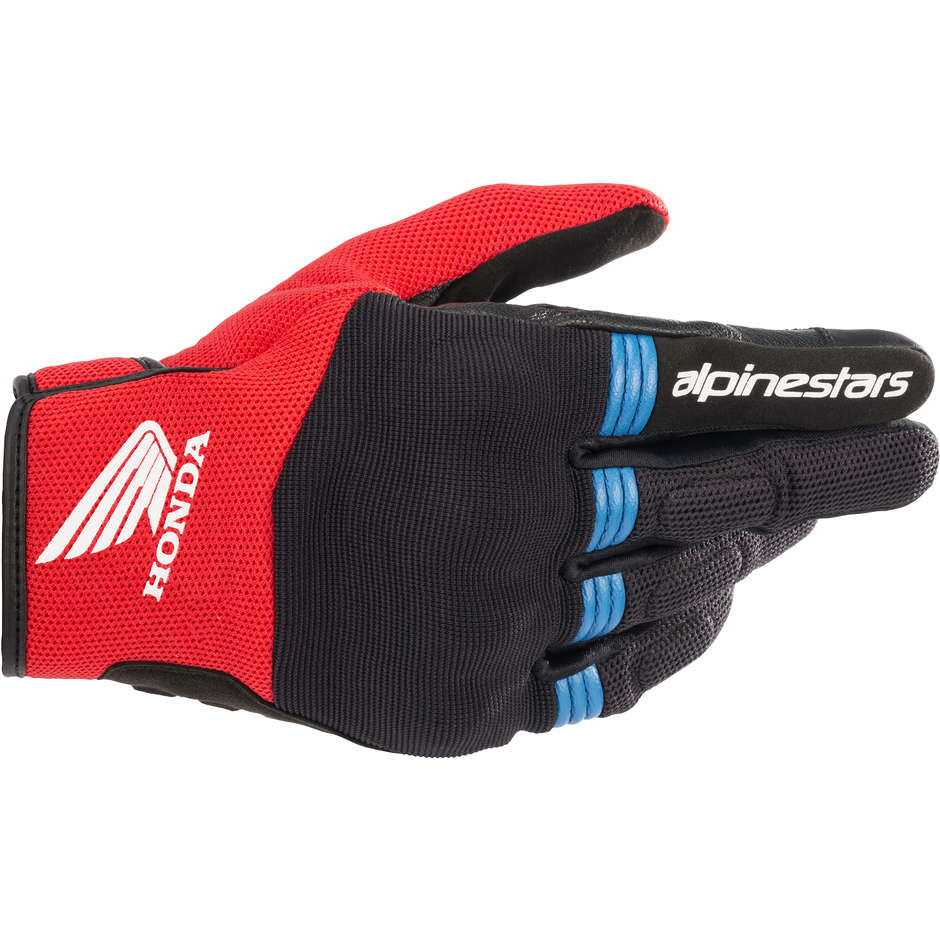 Alpinestars HONDA COPPER Fabric Motorcycle Gloves Black Red Blue