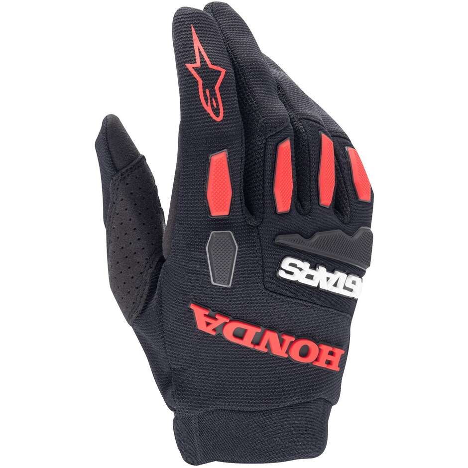 Alpinestars Honda Full Bore Motorradhandschuhe Schwarz/Leuchtend Rot