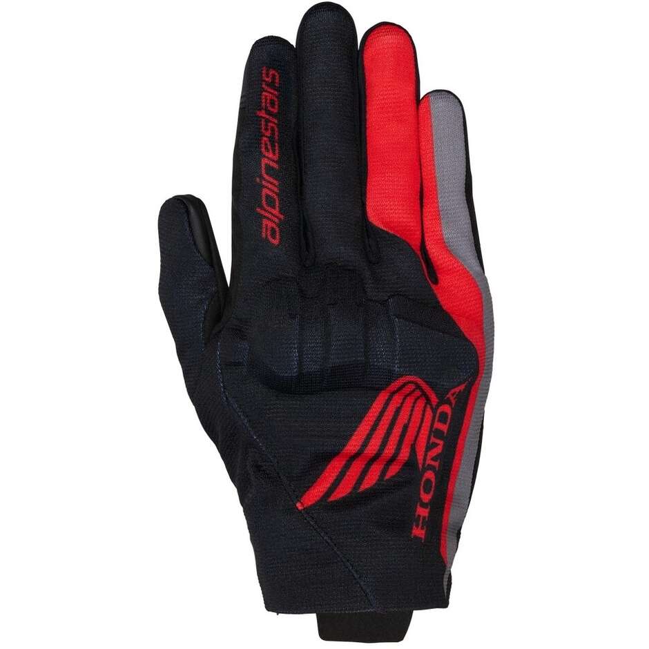 Alpinestars Honda Reef V2 Motorcycle Gloves Black Bright Red Dark Grey