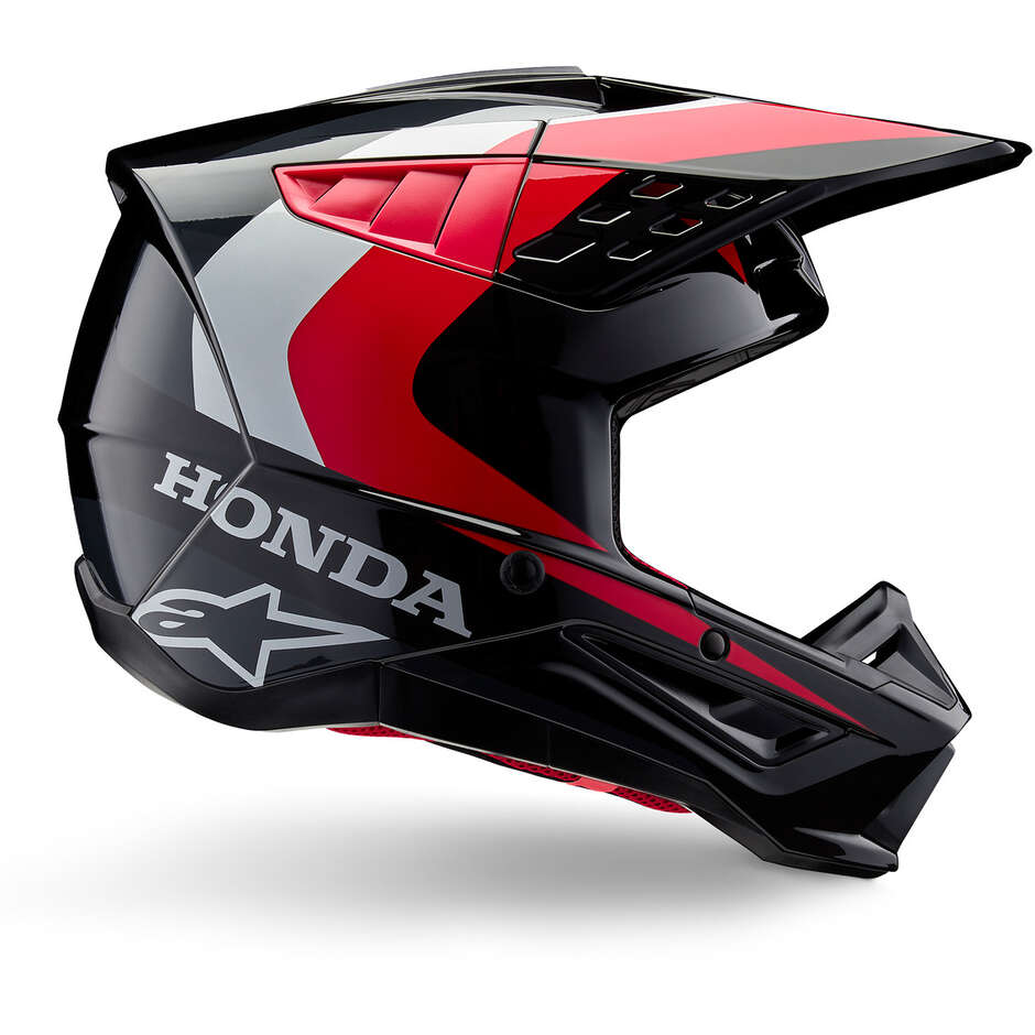 Alpinestars HONDA S-M5 ECE 22.06 Motorradhelm Schwarz Rot Glänzend