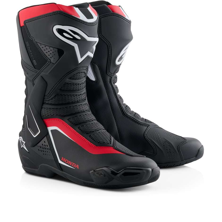 Alpinestars Honda SMX-6 V3 Motorradstiefel Schwarz Hellrot Weiß