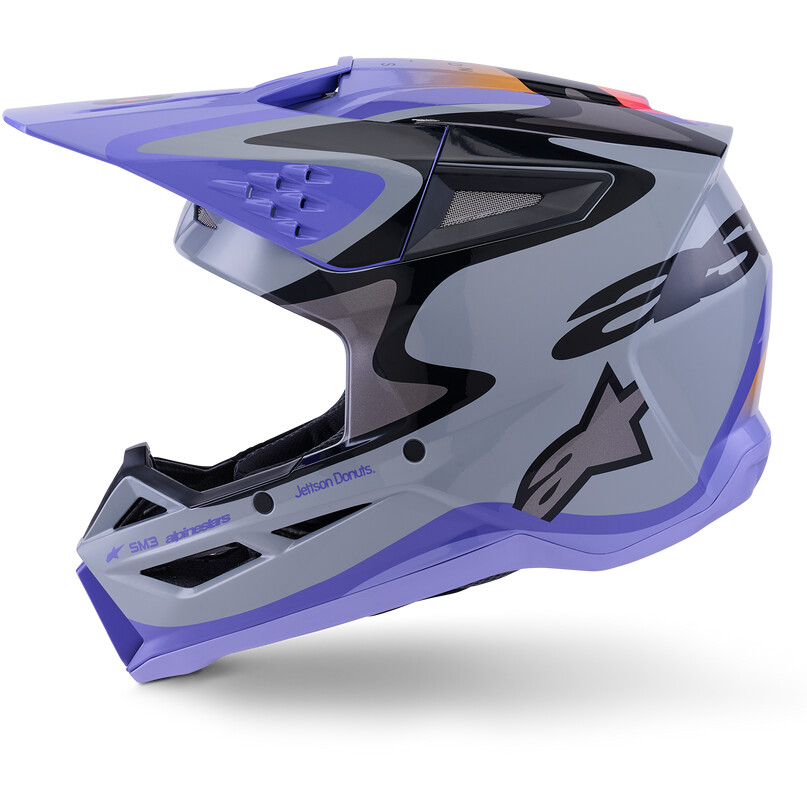 Alpinestars JETTSON SM3 Youth Motocross Enduro Helmet Ece06 Grey Purple Black Gloss