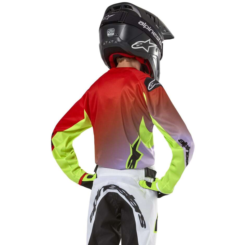 Alpinestars JUGEND RACER LUCENT Kinder Moto Cross Enduro Trikot Fluo Gelb Rot Neon Weiß