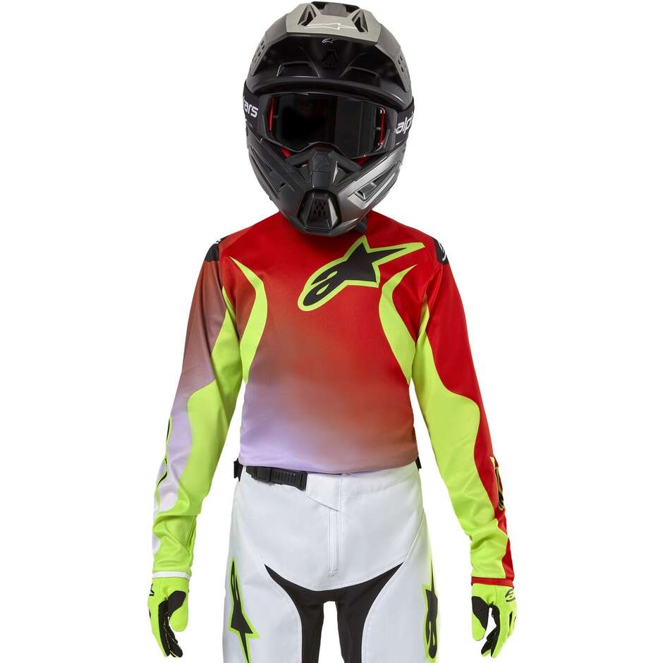 Alpinestars JUGEND RACER LUCENT Kinder Moto Cross Enduro Trikot Fluo Gelb Rot Neon Weiß