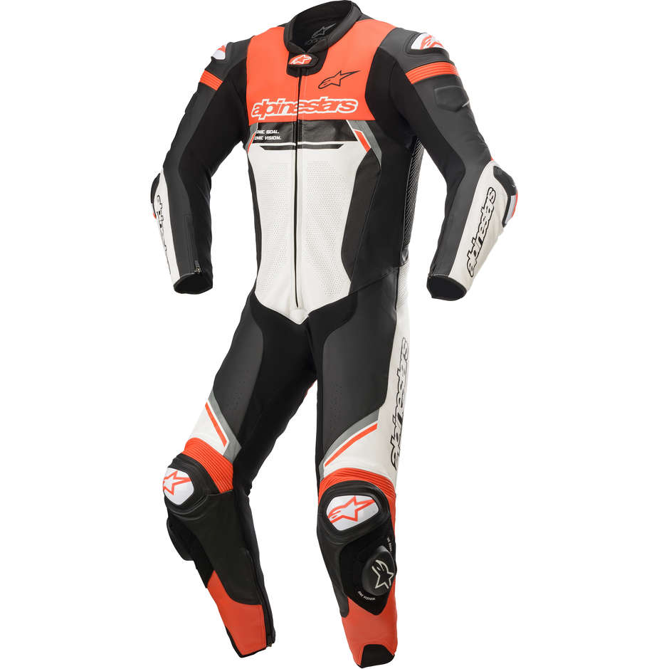 Alpinestars MISSILE V2 IGNITION 1pc Tech Air Ready Full Body Motorcycle Suit Black White Red Fluo