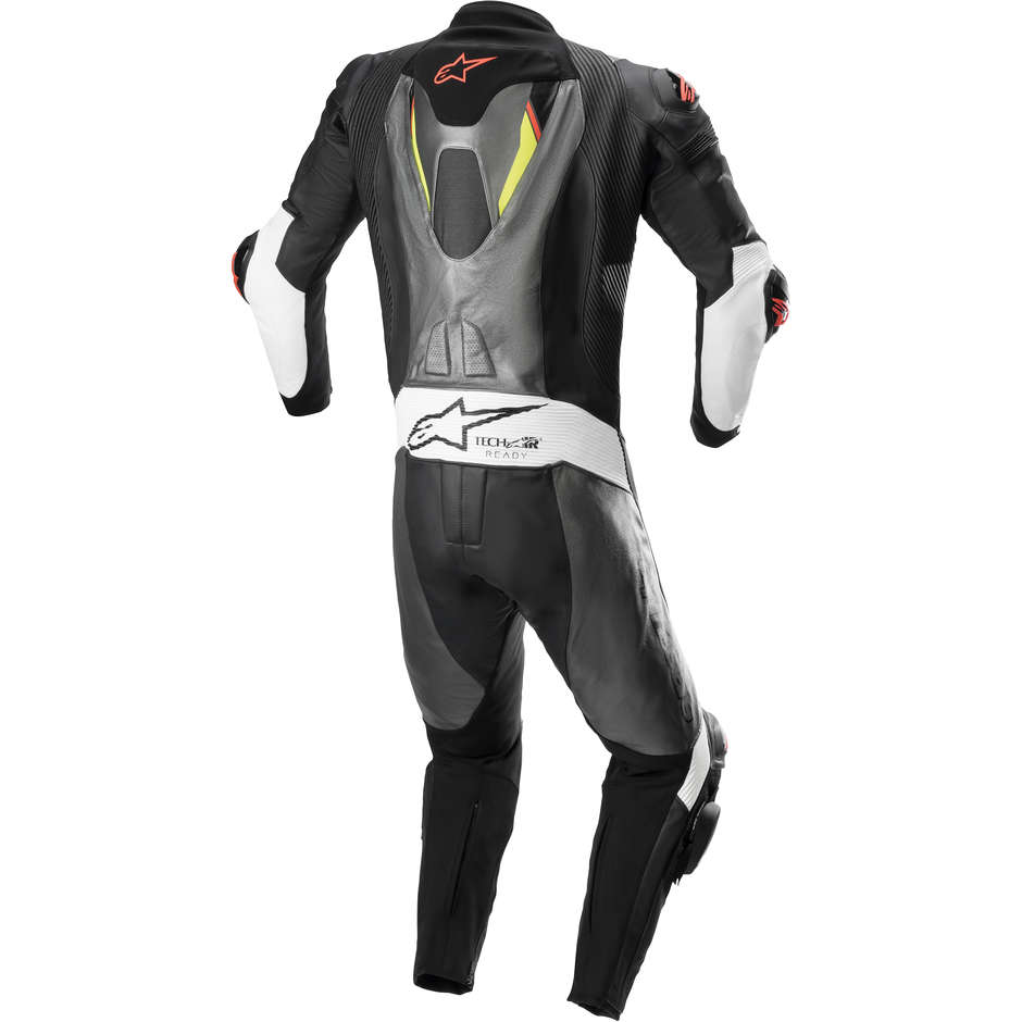 Alpinestars MISSILE V2 IGNITION 1pc Tech Air Ready Full Body Motorcycle Suit Gray Metal Black Yellow Red Fluo