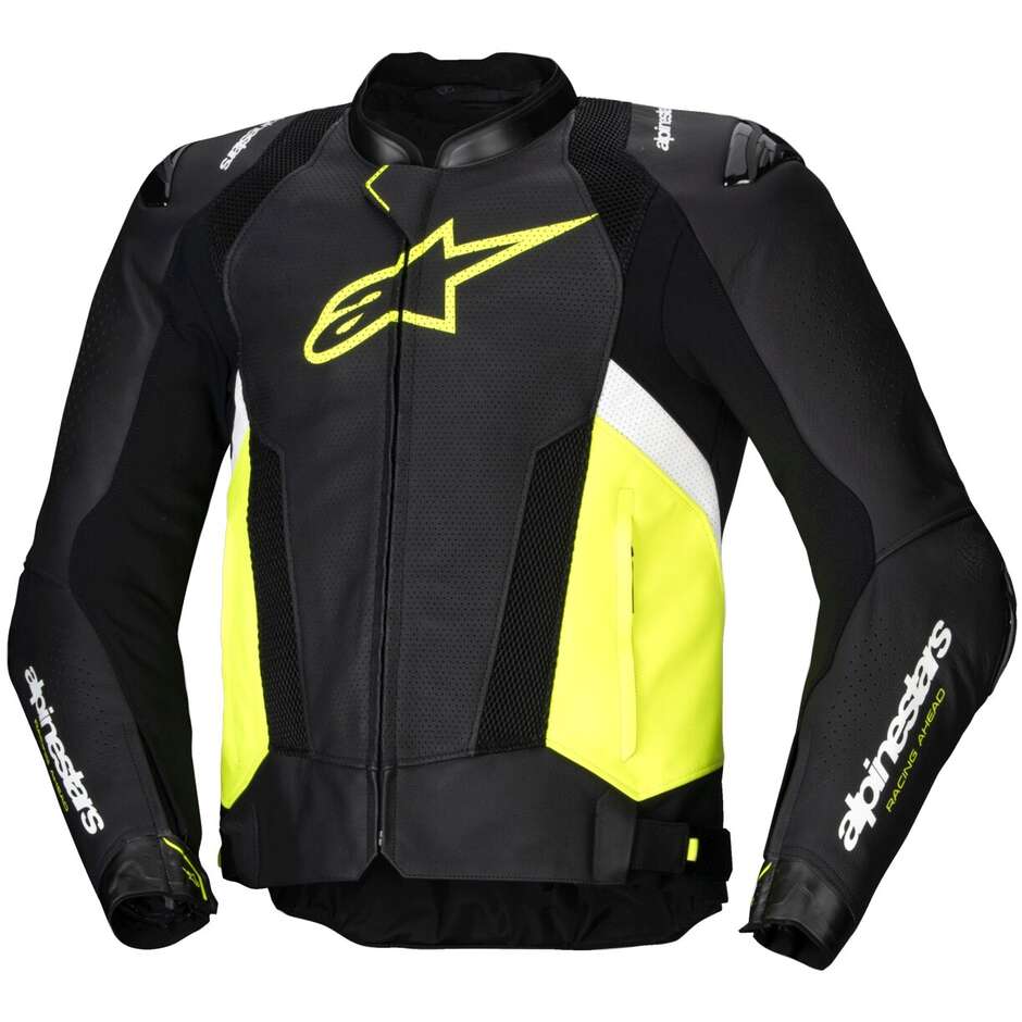 Alpinestars MISSILE V3 AIRFLOW Leather Motorcycle Jacket Black Fluorescent Yellow White