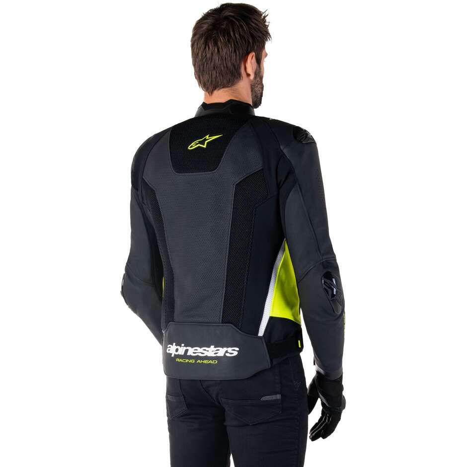 Alpinestars MISSILE V3 AIRFLOW Leather Motorcycle Jacket Black Fluorescent Yellow White