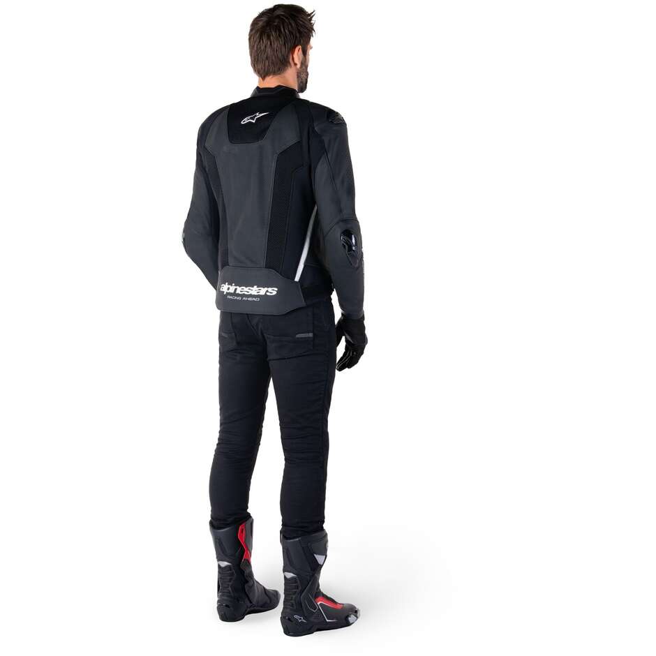 Alpinestars MISSILE V3 AIRFLOW Leder-Motorradjacke Schwarz Weiß