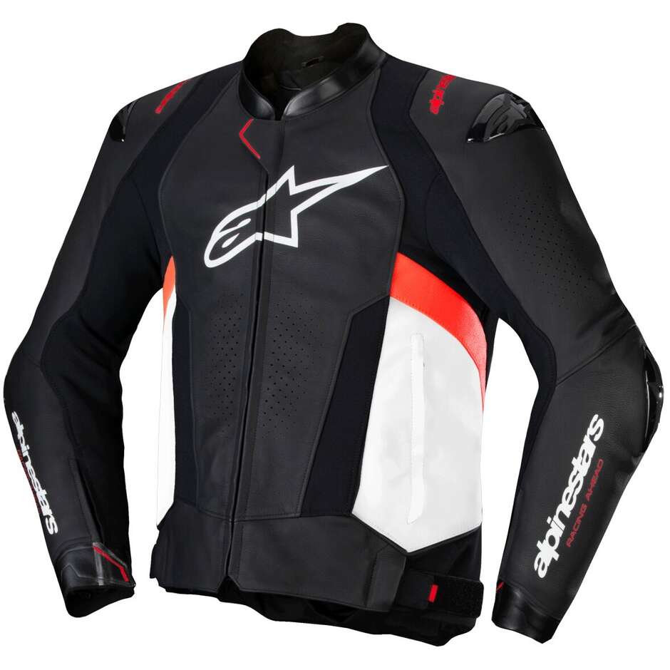 Alpinestars MISSILE V3 Leather Motorcycle Jacket Black White Red Fluorescent