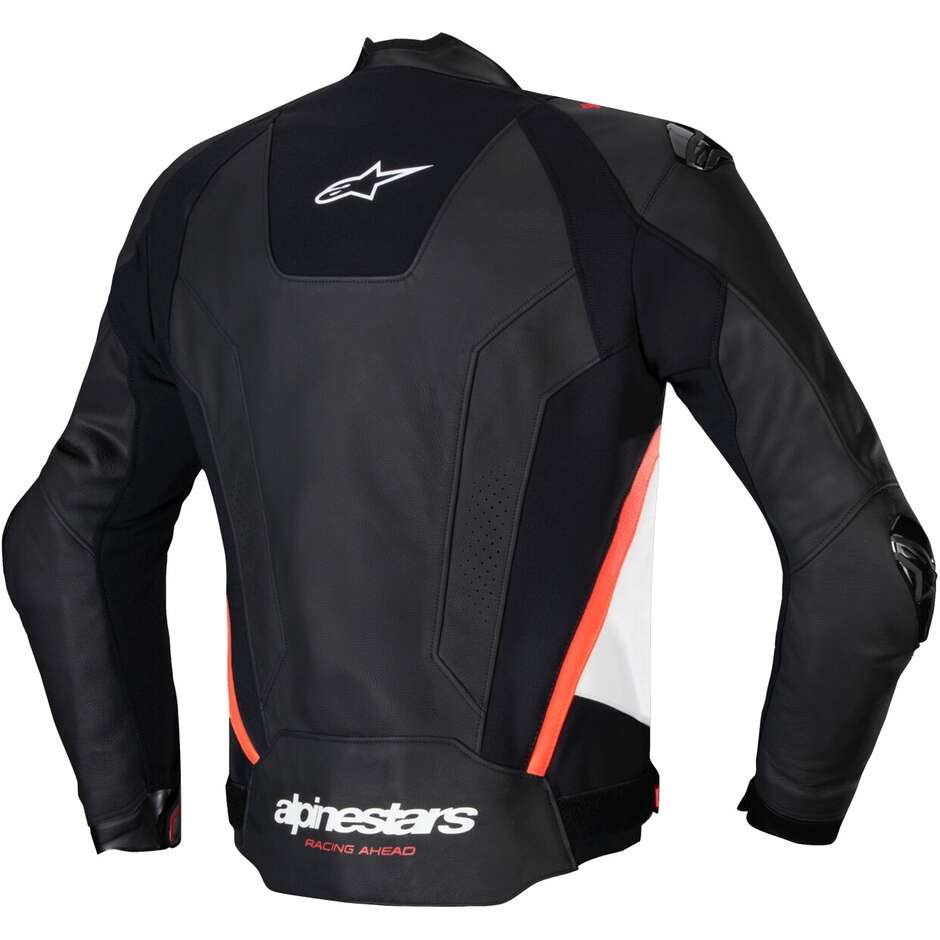Alpinestars MISSILE V3 Leather Motorcycle Jacket Black White Red Fluorescent