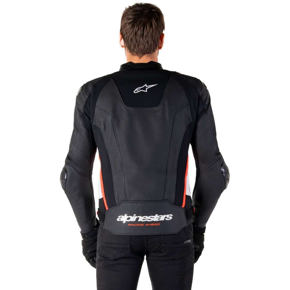 Alpinestars MISSILE V3 Leather Motorcycle Jacket Black White Red Fluorescent