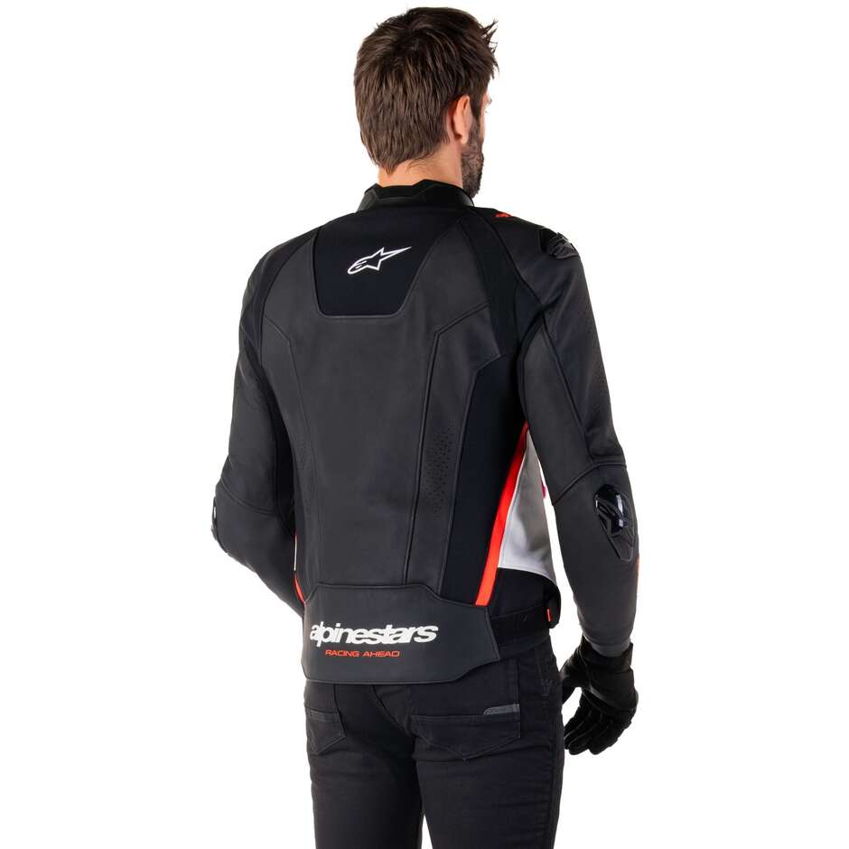 Alpinestars MISSILE V3 Leather Motorcycle Jacket Black White Red Fluorescent