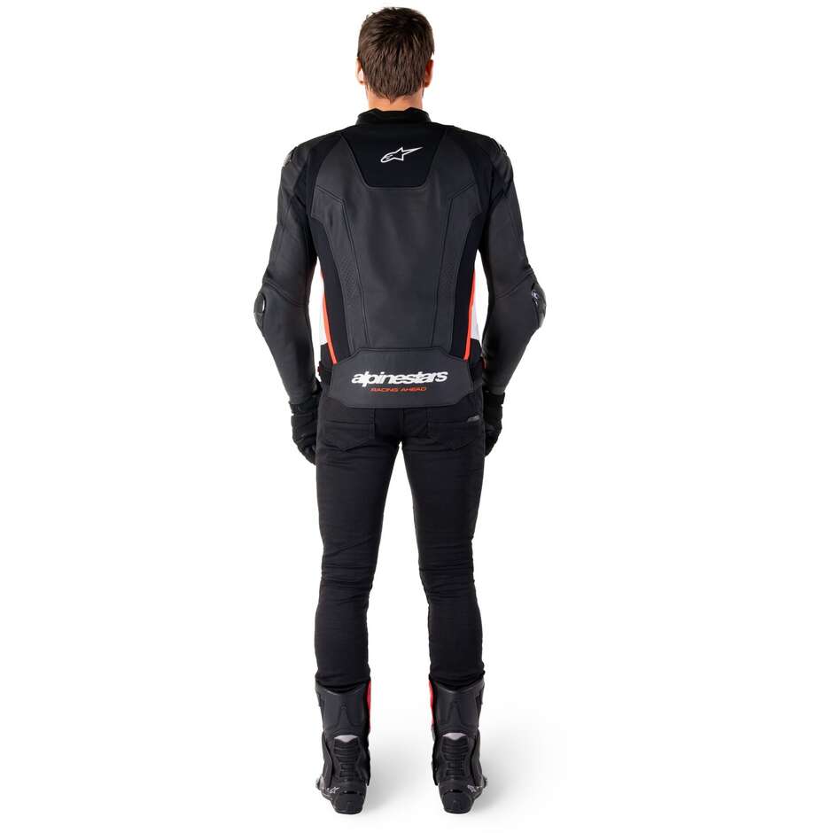 Alpinestars MISSILE V3 Leather Motorcycle Jacket Black White Red Fluorescent