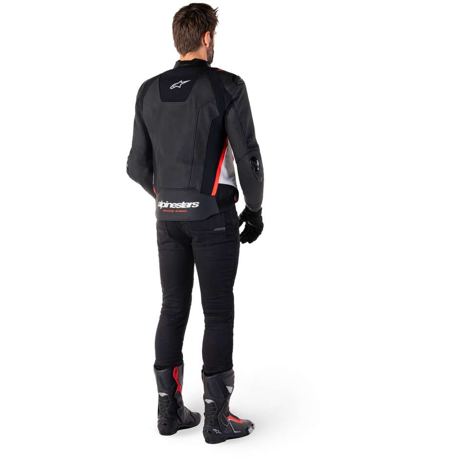 Alpinestars MISSILE V3 Leather Motorcycle Jacket Black White Red Fluorescent