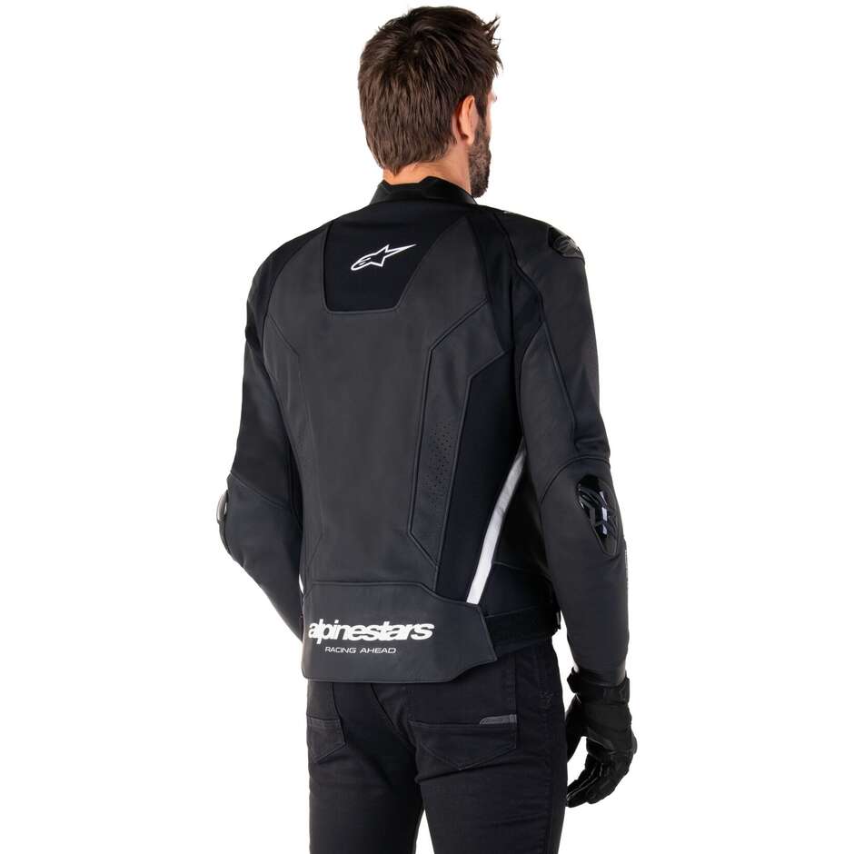 Alpinestars MISSILE V3 Leder-Motorradjacke Schwarz Weiß