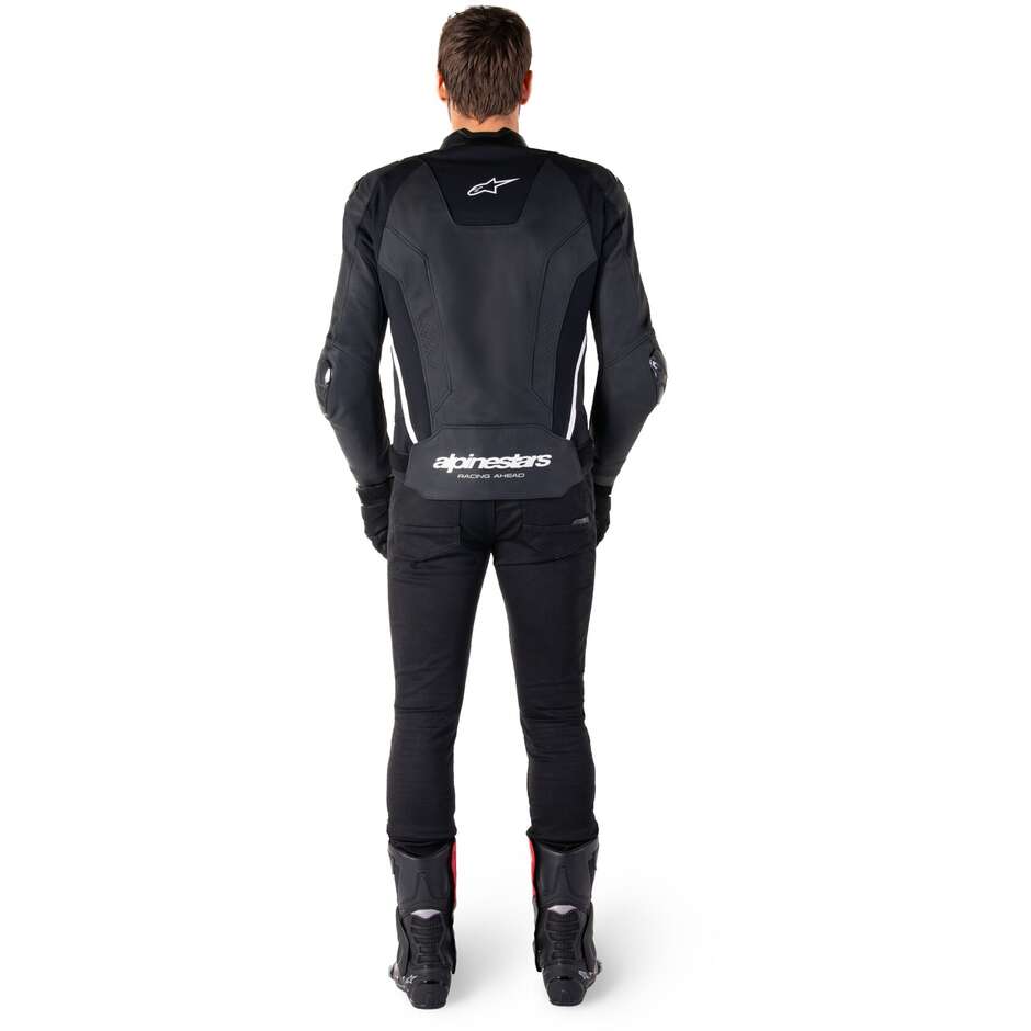 Alpinestars MISSILE V3 Leder-Motorradjacke Schwarz Weiß