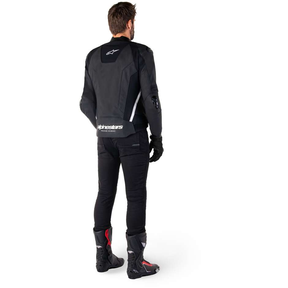 Alpinestars MISSILE V3 Leder-Motorradjacke Schwarz Weiß