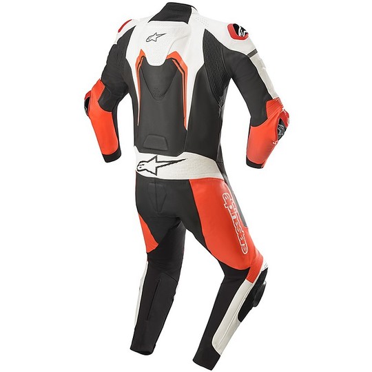 Alpinestars MOTEGI v3 Racing Motorcycle Complete Suit Leather Black White Red Fluo