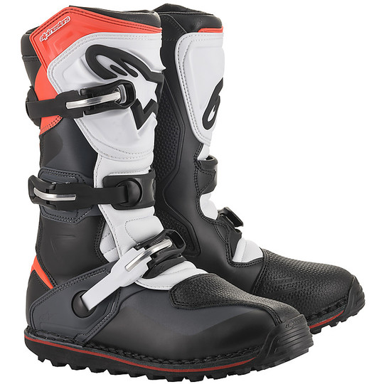 Alpinestars Moto Cross Enduro Boots TECH T Black Gray Red Fluo