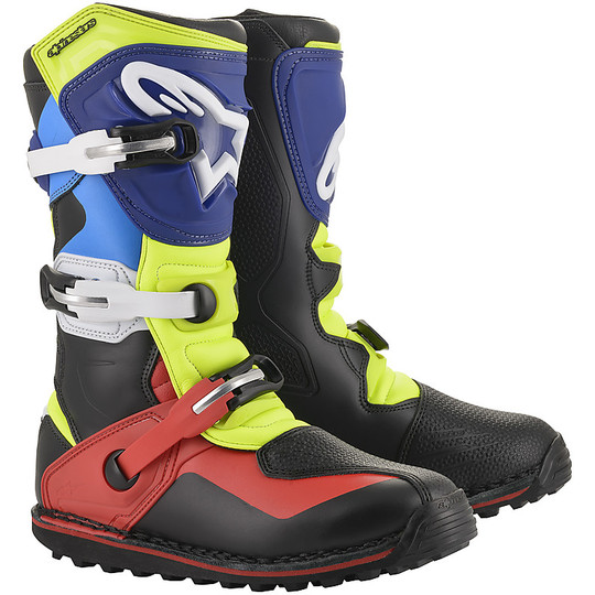 Alpinestars Moto Cross Enduro Stiefel TECH T Schwarz Rot Blau Gelb Fluo