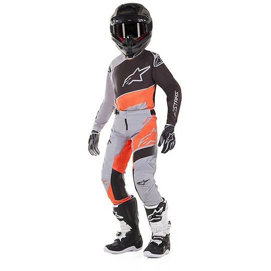 Alpinestars Motorcycle Cross Enduro Kids Jersey YOUTH RACER SUPERMATIC Gray Orange Fluo