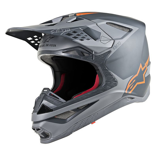 Alpinestars Motorcycle Helmet Cross Enduro SUPERTECH S M10 META Anthracite Gray Orange Fluo