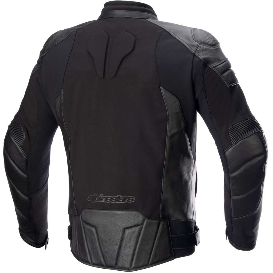 Alpinestars PROTON WATERPROOF Leather and Fabric Motorcycle Jacket Black Black