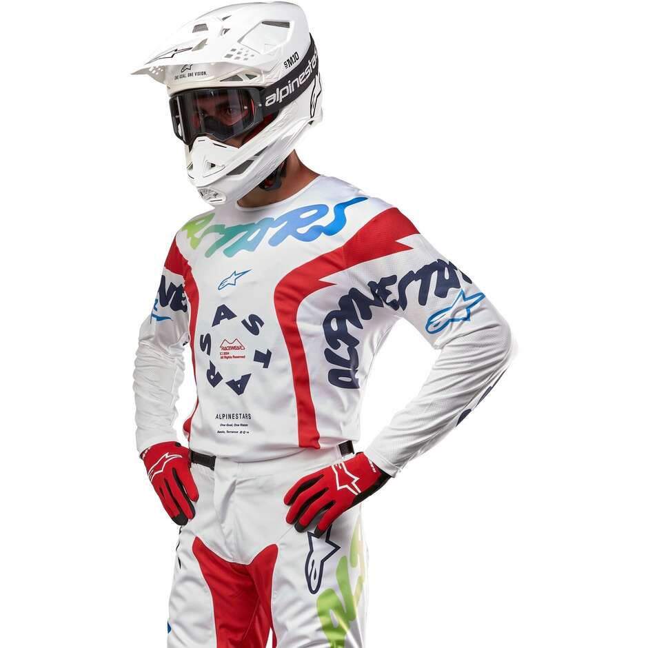 Alpinestars RACER HANA Cross Enduro Moto Jersey Mehrfarbig Weiß