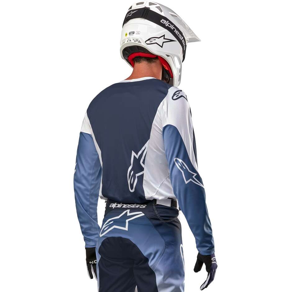 Alpinestars RACER HOEN Cross Enduro Moto Jersey Weiß Blau
