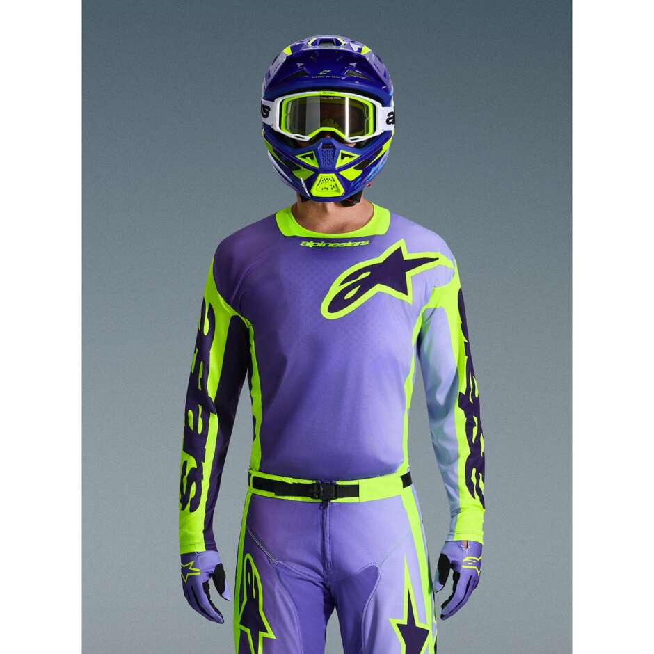 Alpinestars RACER PORTL Cross Enduro Motorcycle Jersey Purple Fluo Yellow