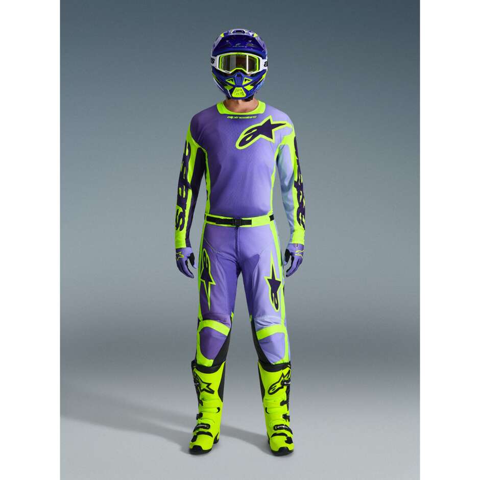 Alpinestars RACER PORTL Cross Enduro Motorcycle Jersey Purple Fluo Yellow