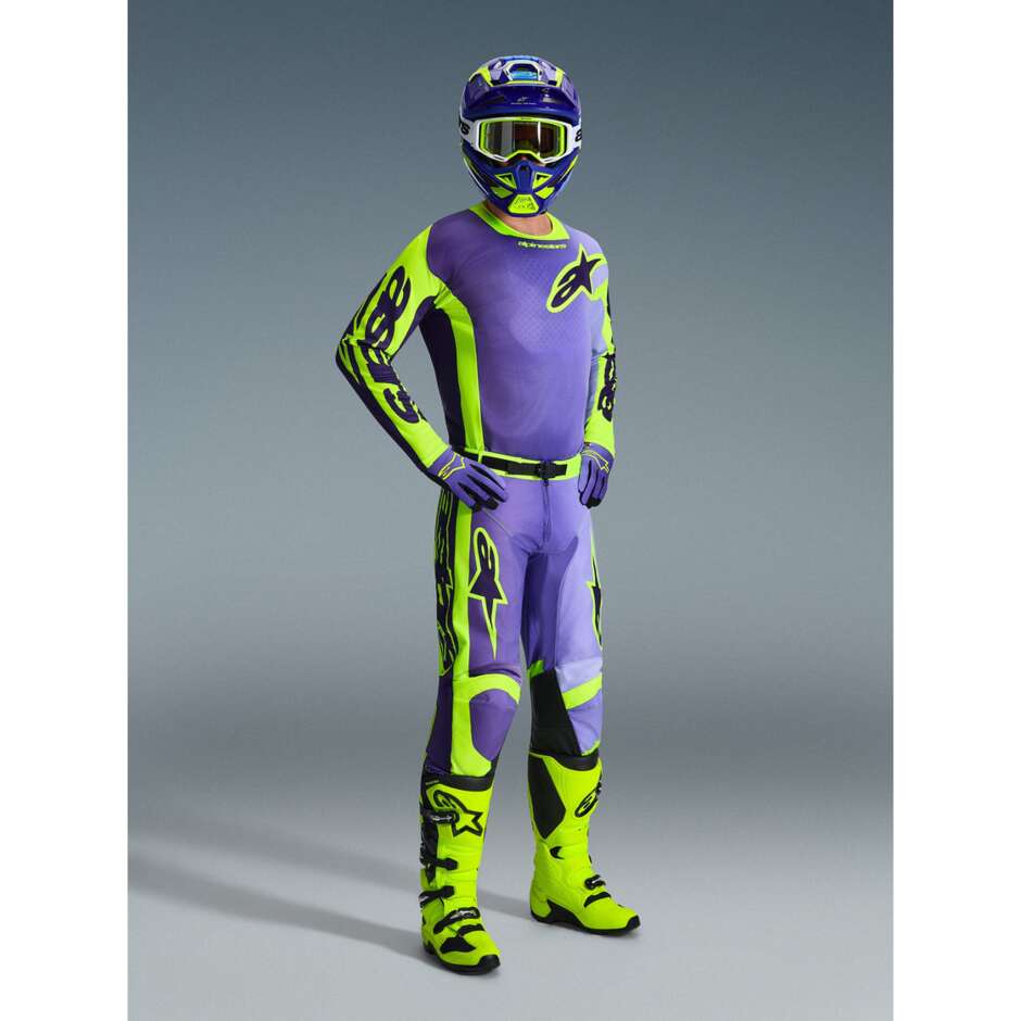 Alpinestars RACER PORTL Cross Enduro Motorcycle Jersey Purple Fluo Yellow