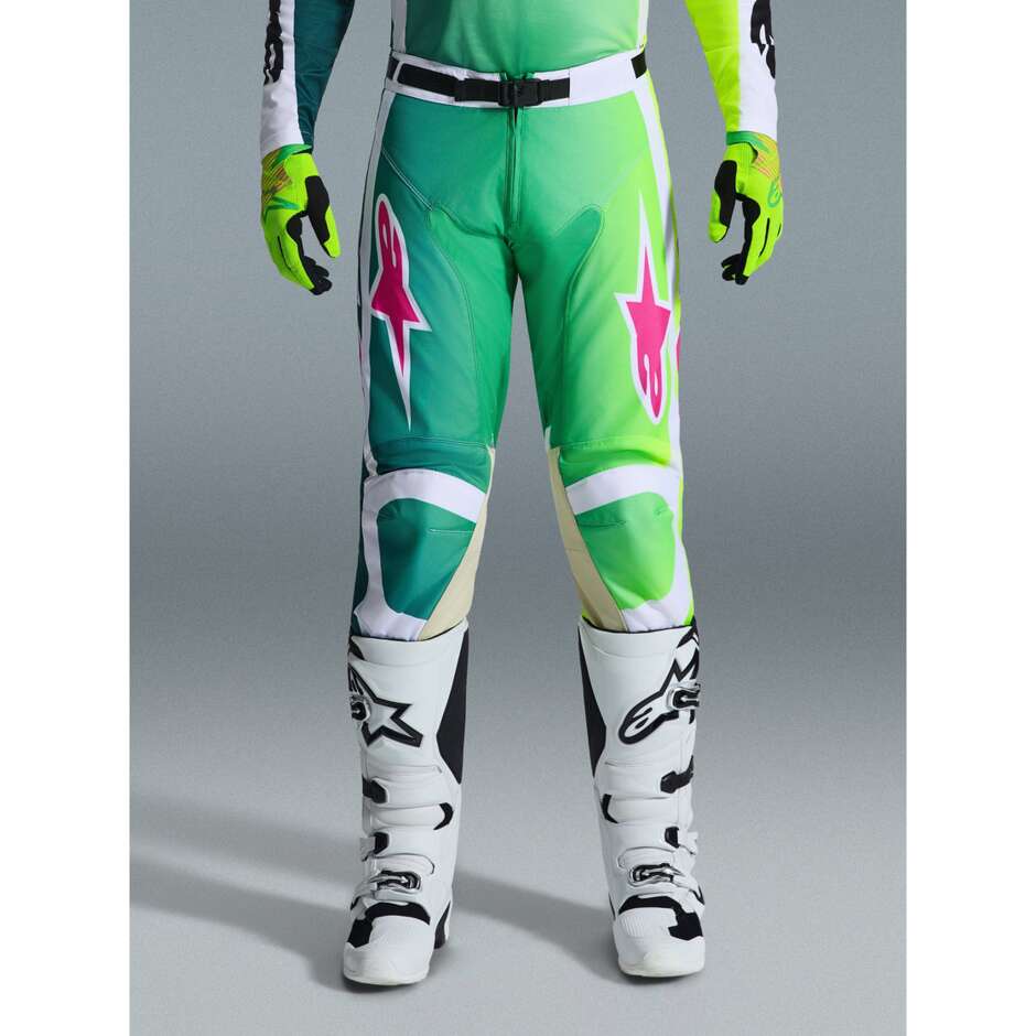 Alpinestars RACER PORTL Cross Enduro Motorcycle Pants Green White Black Pink