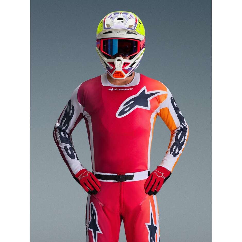 Alpinestars RACER PORTL Motocross Enduro Jersey Rot Hellgrau Dunkelgrau