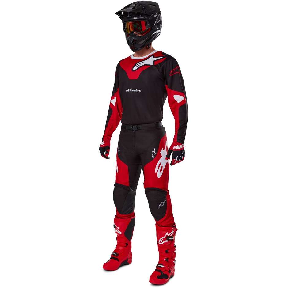 Alpinestars RACER VEIL Cross Enduro Motorradhose Schwarz Leuchtend Rot
