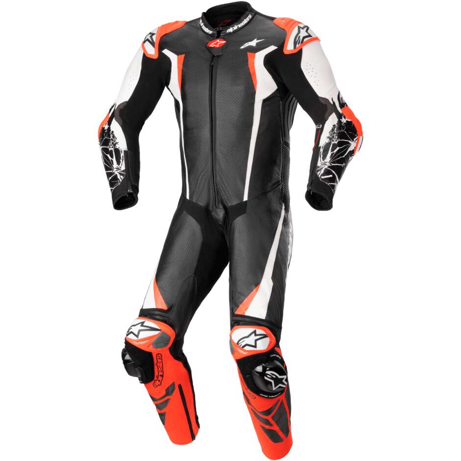 Alpinestars RACING ABSOLUTE V2 1 PC One Piece Motorcycle Suit Fluo Red White Black