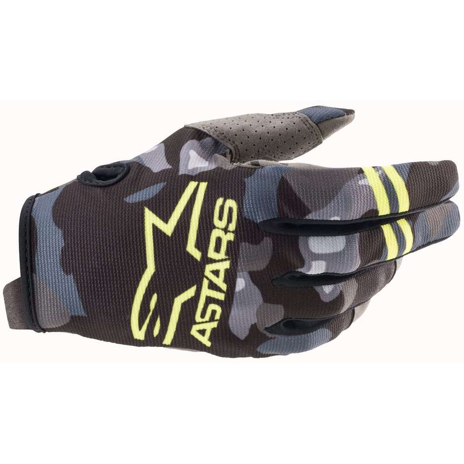Alpinestars RADAR Cross Enduro Motorcycle Gloves Black Camo Yellow Fluo