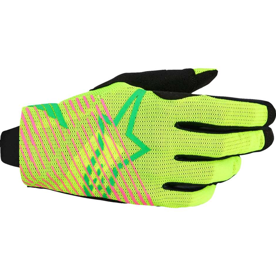 Alpinestars RADAR Cross Enduro Motorcycle Gloves Green Pink Yellow Fluo