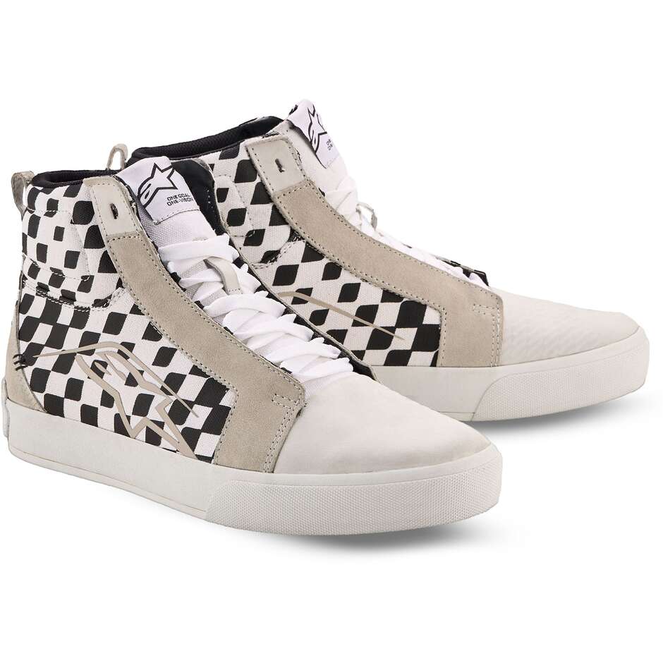 Alpinestars RIDE-63 CANVAS Checkered White/Black Motorcycle Shoes