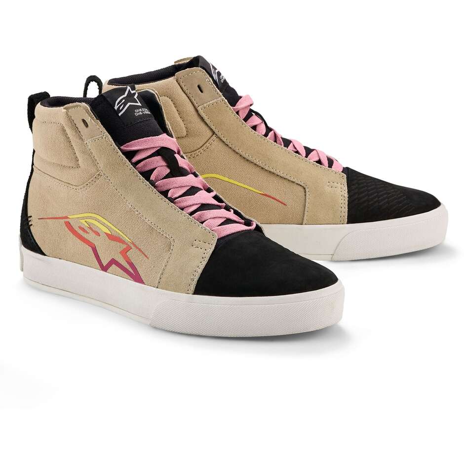 Alpinestars RIDE-63 Canvas Motorradschuhe Beige Schwarz Weiß