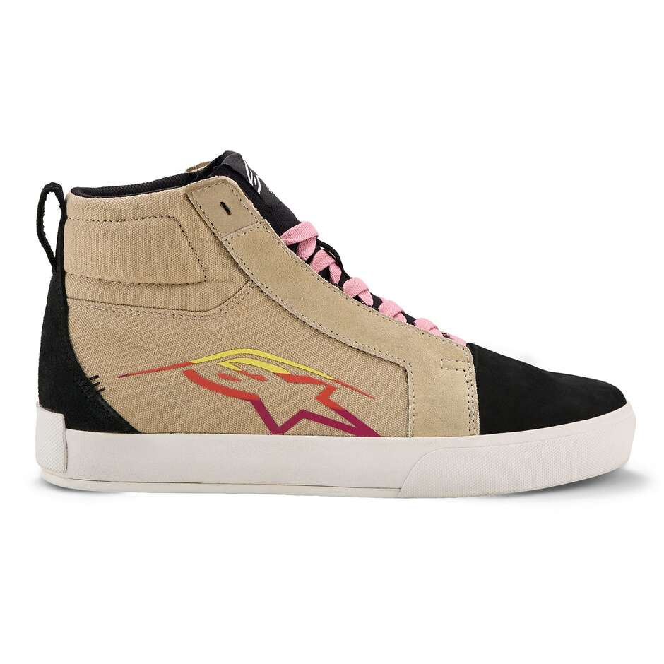 Alpinestars RIDE-63 Canvas Motorradschuhe Beige Schwarz Weiß